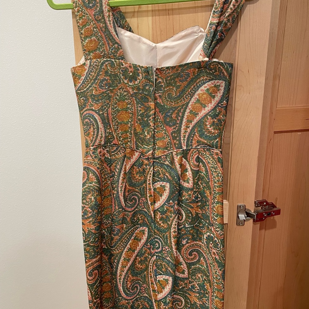 Vintage Ferman-O’Grady Cocktail Dress Excellent Condition, Gold & Green paisley - Picture 6 of 7